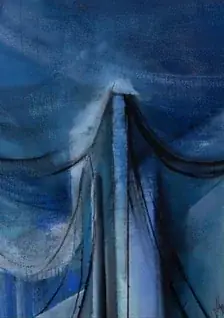 Blue, curtain-like forms
