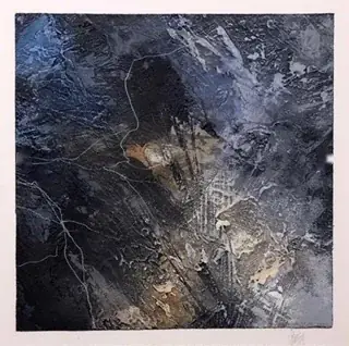 Abstraction in midnight blue with light cracks