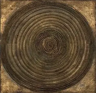 Concentric circles in bronze and black