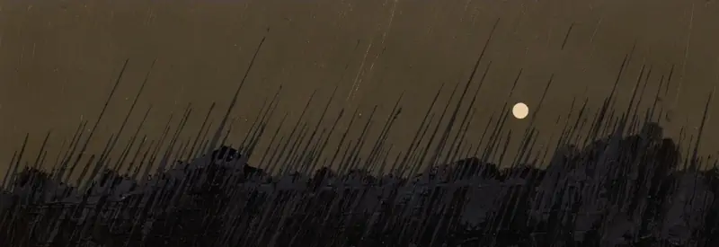 Nocturne: dark landscape with a bright moon